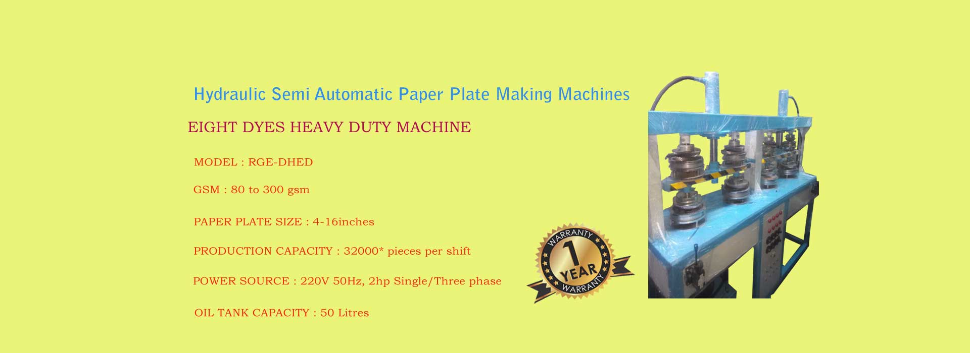 paper plate machine eight dyes